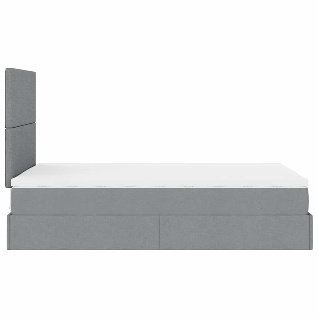 Ottoman bed with mattress light grey 120x200 cm fabric