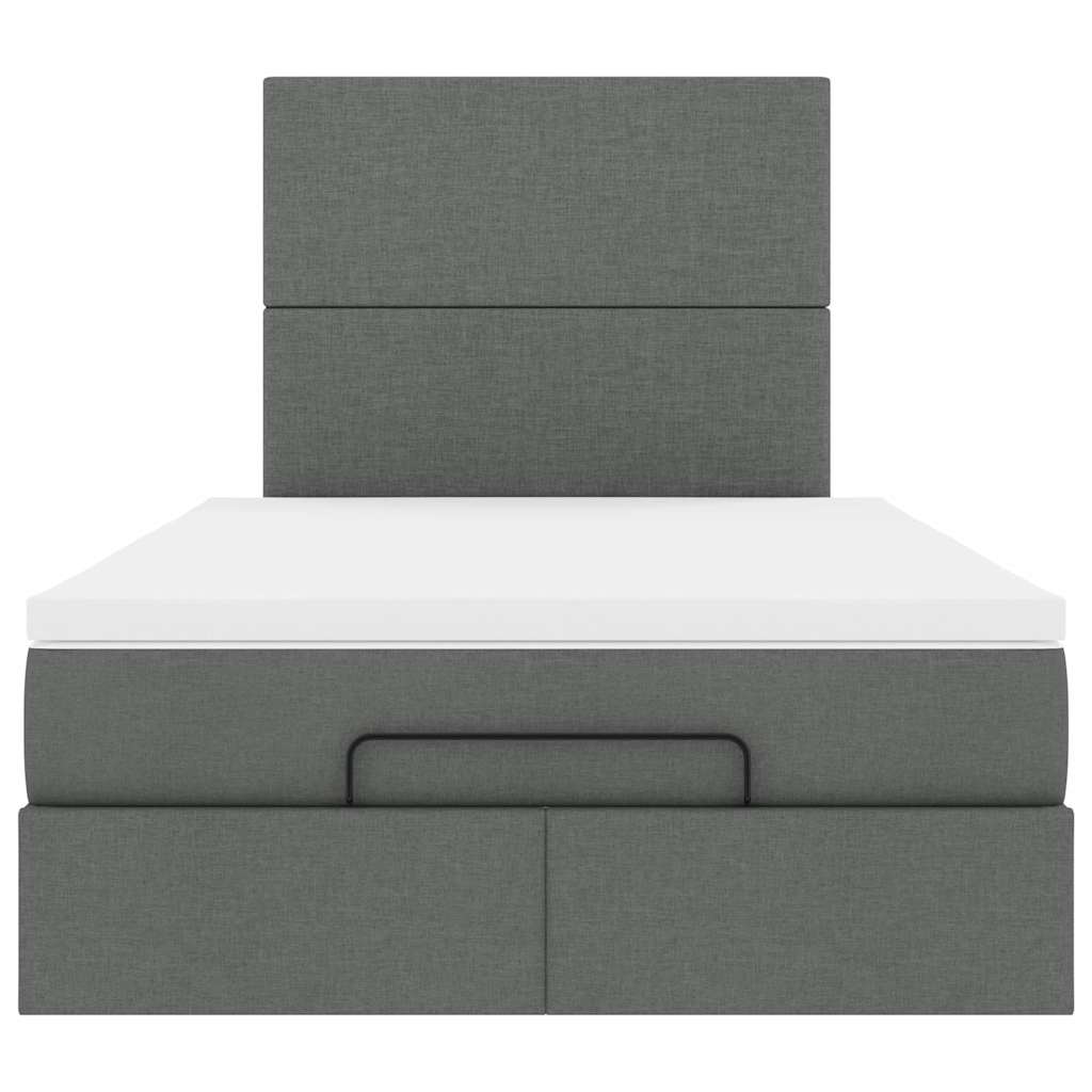 Lit ottoman avec matelas en tissu gris foncé 120x200 cm