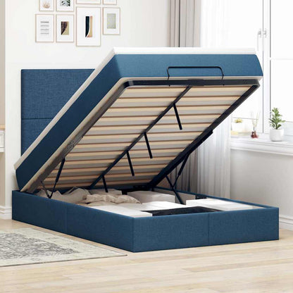 Ottoman-Bett mit Matratze Blau 120x200 cm Stoff