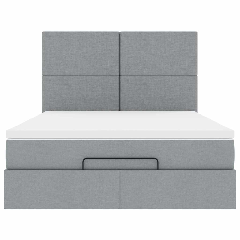 Ottoman-Bett mit Matratze Hellgrau 140x190 cm Stoff
