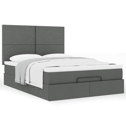 Ottoman-Bett mit Matratze Dunkelgrau 140x190 cm Stoff