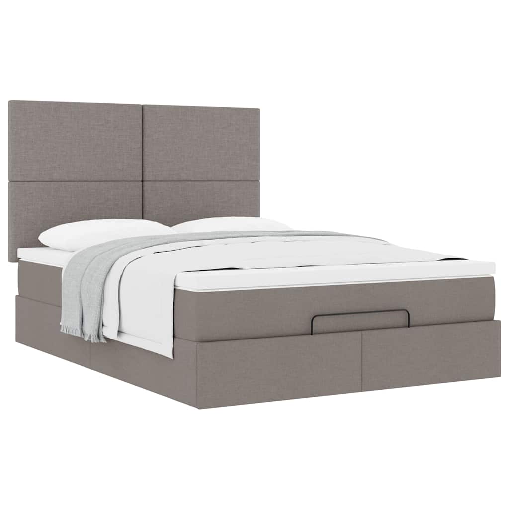 Ottoman-Bett mit Matratze Taupe 140x190 cm Stoff