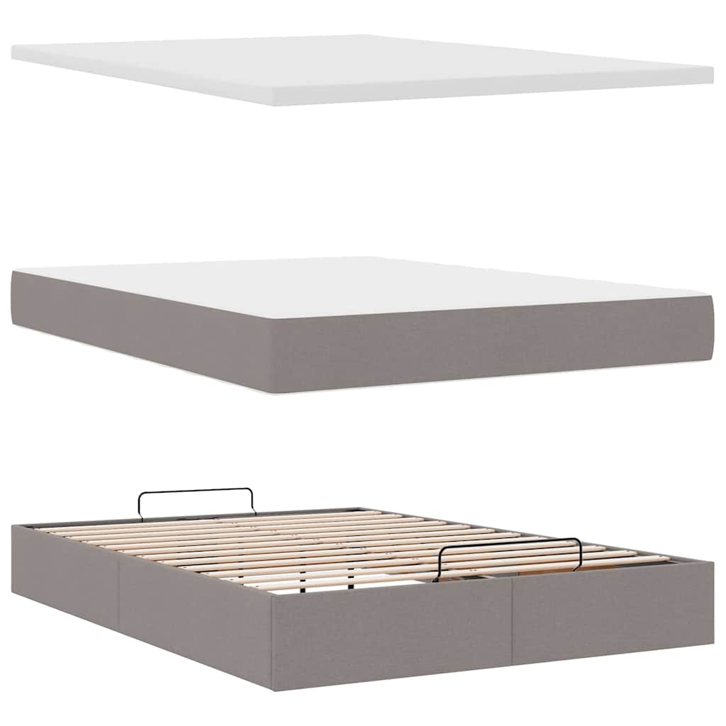 Ottoman-Bett mit Matratze Taupe 140x190 cm Stoff