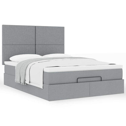 Ottoman-Bett mit Matratze Hellgrau 140x200 cm Stoff