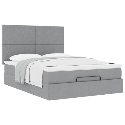 Ottoman-Bett mit Matratze Hellgrau 140x200 cm Stoff