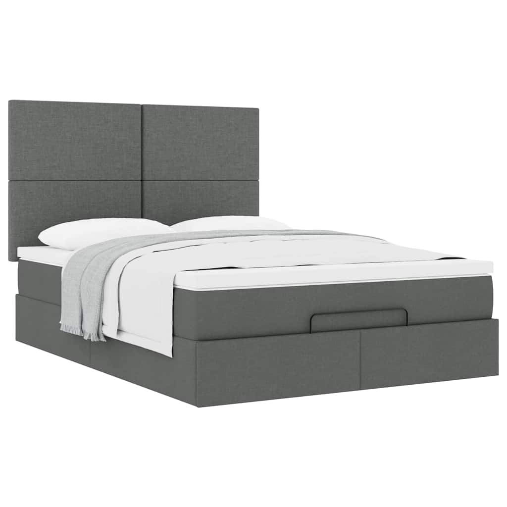 Ottoman-Bett mit Matratze Dunkelgrau 140x200 cm Stoff