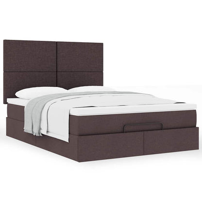 Ottoman-Bett mit Matratze Dunkelbraun 140x200 cm Stoff