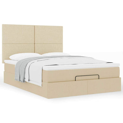 Ottoman-Bett mit Matratze Creme 140x200 cm Stoff