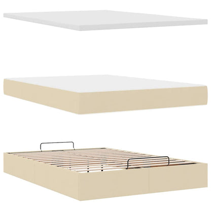 Ottoman-Bett mit Matratze Creme 140x200 cm Stoff