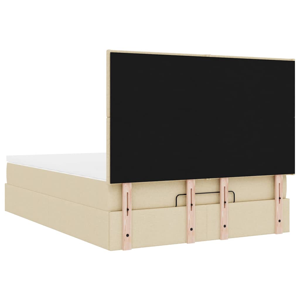 Ottoman bed with mattress cream 140x200 cm fabric