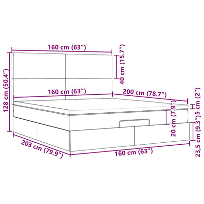 Ottoman-Bett mit Matratze Taupe 160x200 cm Stoff
