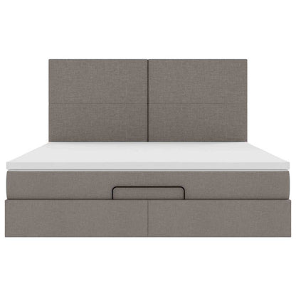 Ottoman-Bett mit Matratze Taupe 160x200 cm Stoff