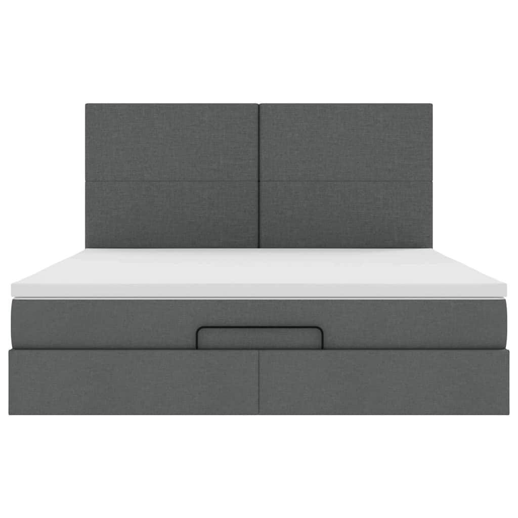 Lit ottoman avec matelas en tissu gris foncé 180x200 cm