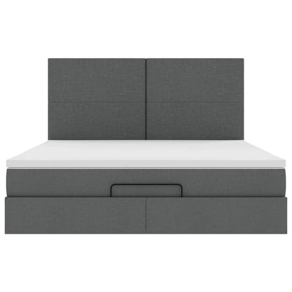 Ottoman-Bett mit Matratze Dunkelgrau 180x200 cm Stoff