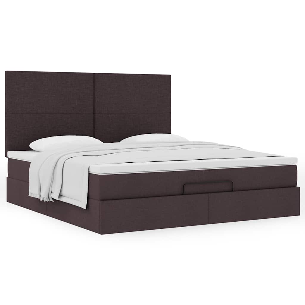 Ottoman bed with mattress dark brown 180x200 cm fabric