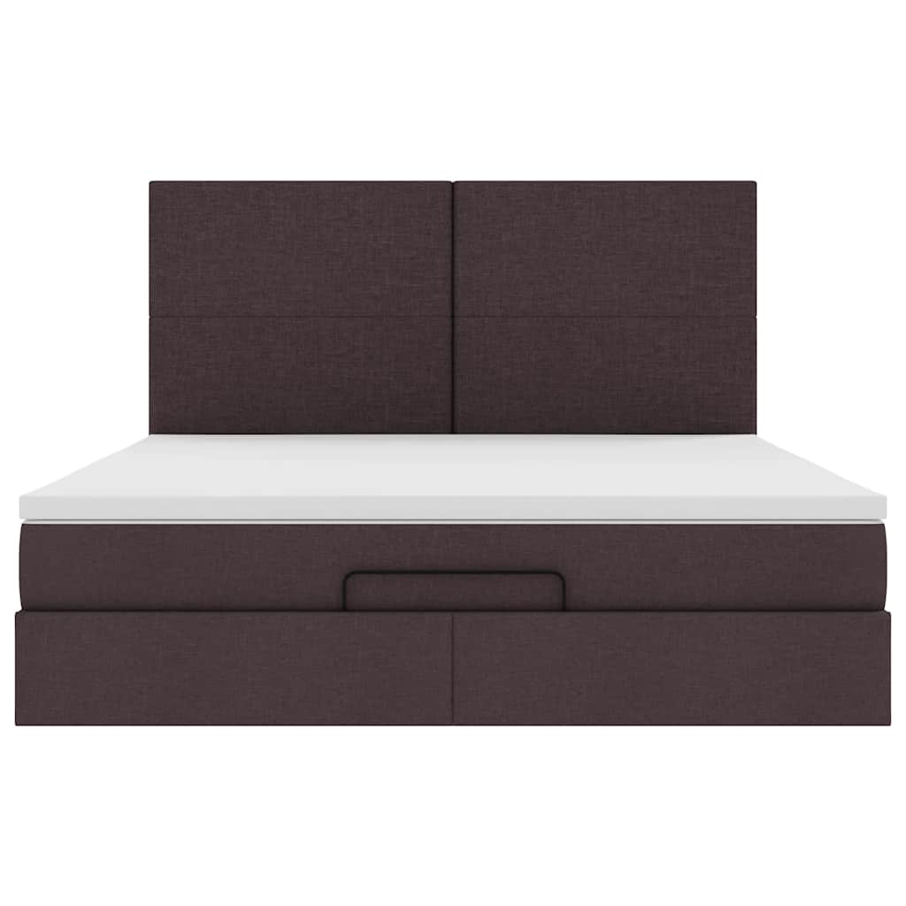 Ottoman bed with mattress dark brown 180x200 cm fabric