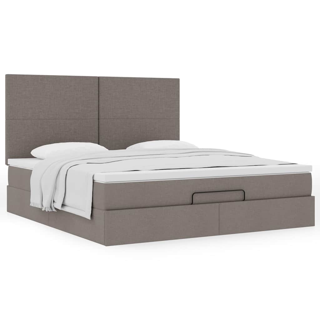 Ottoman-Bett mit Matratze Taupe 180x200 cm Stoff