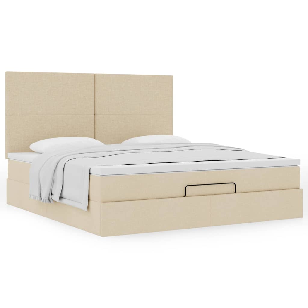 Ottoman-Bett mit Matratze Creme 180x200 cm Stoff