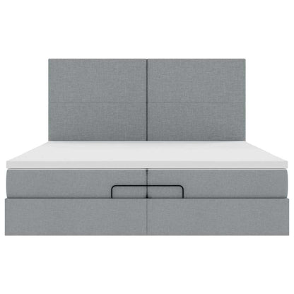 Ottoman-Bett mit Matratzen Hellgrau 200x200 cm Stoff