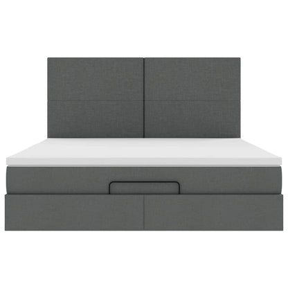 Ottoman-Bett mit Matratzen Dunkelgrau 200x200 cm Stoff