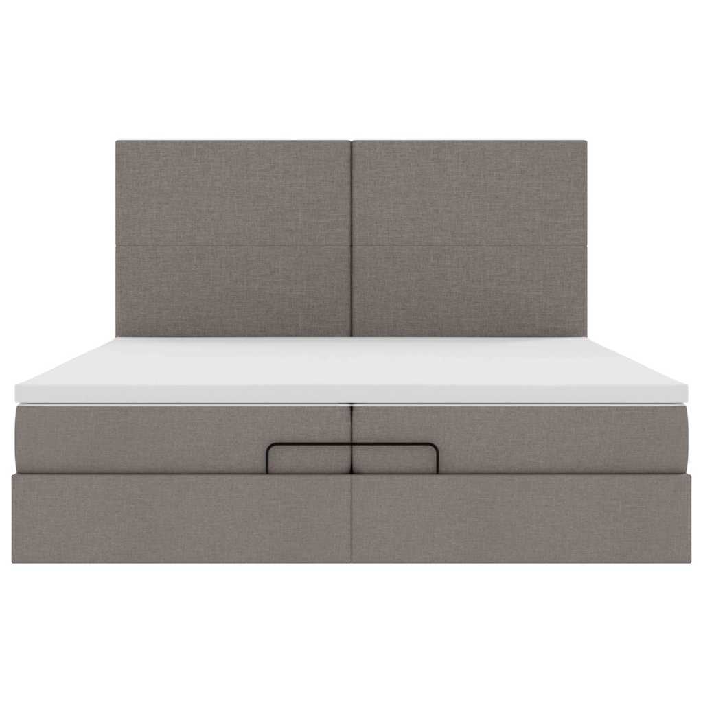 Ottoman-Bett mit Matratzen Taupe 200x200 cm Stoff