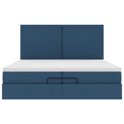 Ottoman-Bett mit Matratzen Blau 200x200 cm Stoff