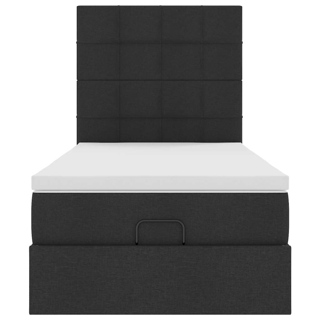 Ottoman-Bett mit Matratze Schwarz 80x200 cm Stoff