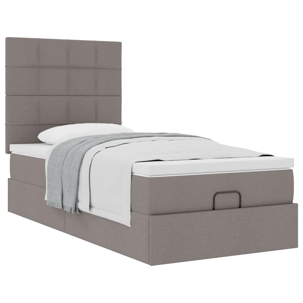 Ottoman-Bett mit Matratze Taupe 80x200 cm Stoff