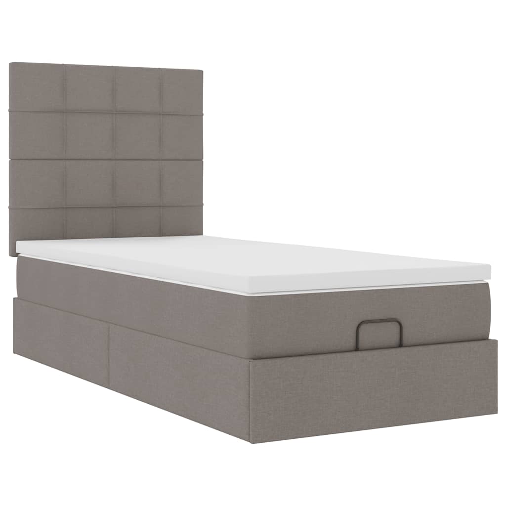 Ottoman-Bett mit Matratze Taupe 80x200 cm Stoff