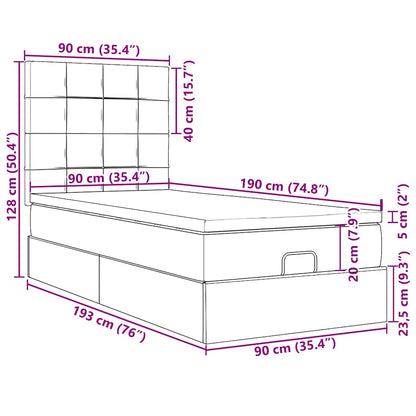 Ottoman-Bett mit Matratze Schwarz 90x190 cm Stoff