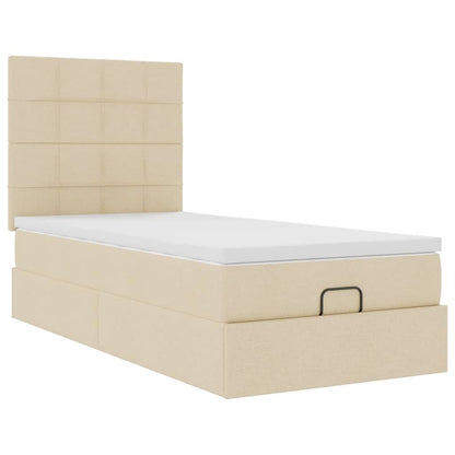 Ottoman-Bett mit Matratze Creme 100x200 cm Stoff
