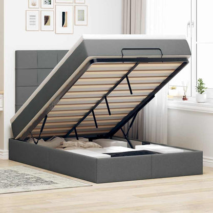Ottoman-Bett mit Matratze Dunkelgrau 120x190 cm Stoff