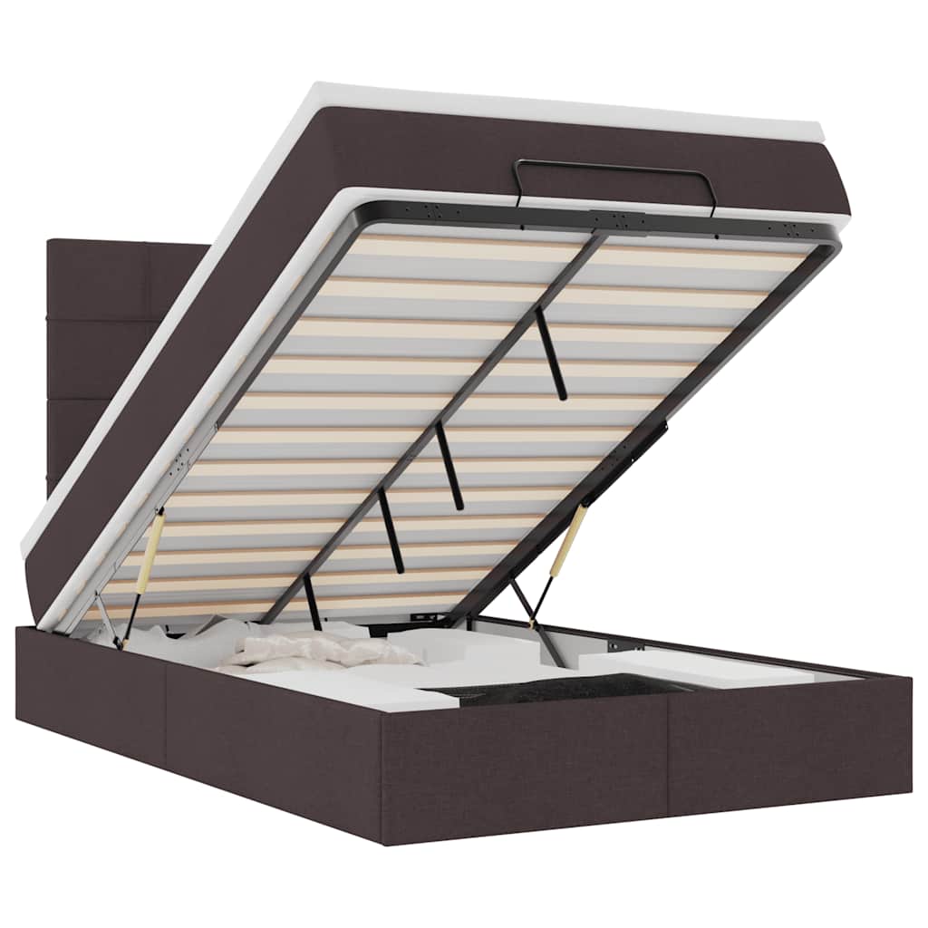 Ottoman-Bett mit Matratze Dunkelbraun 120x190 cm Stoff