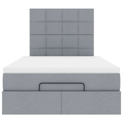 Ottoman-Bett mit Matratze Hellgrau 120x200 cm Stoff