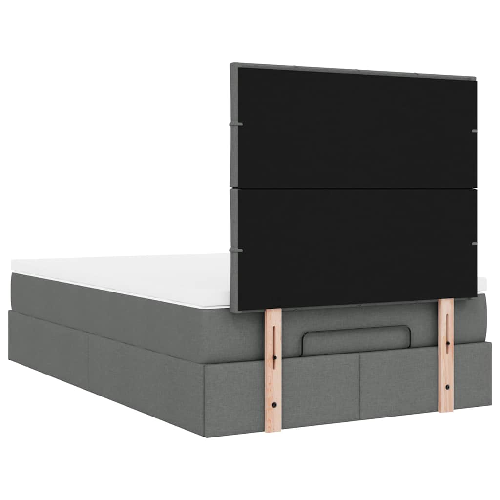 Lit ottoman avec matelas en tissu gris foncé 120x200 cm
