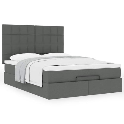 Ottoman-Bett mit Matratze Dunkelgrau 140x190 cm Stoff