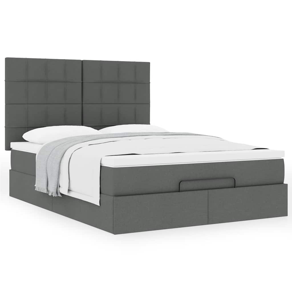 Ottoman-Bett mit Matratze Dunkelgrau 140x190 cm Stoff