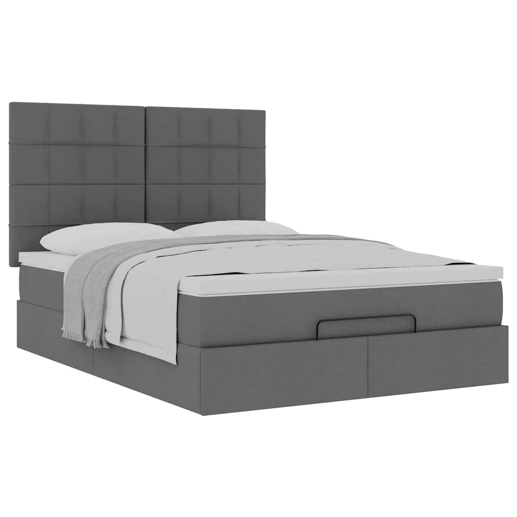 Ottoman-Bett mit Matratze Dunkelgrau 140x190 cm Stoff