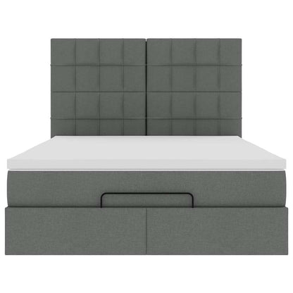 Ottoman-Bett mit Matratze Dunkelgrau 140x190 cm Stoff
