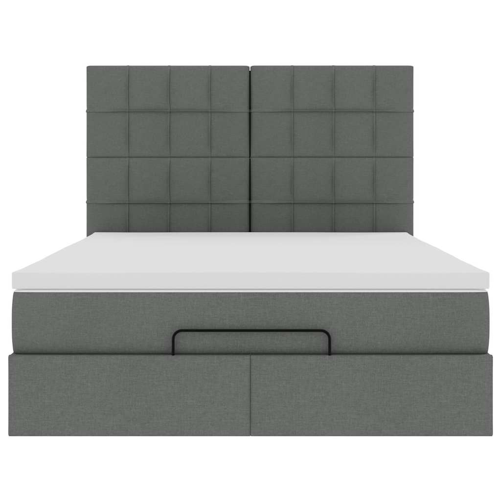 Ottoman-Bett mit Matratze Dunkelgrau 140x190 cm Stoff