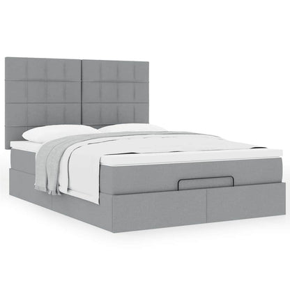 Ottoman-Bett mit Matratze Hellgrau 140x200 cm Stoff