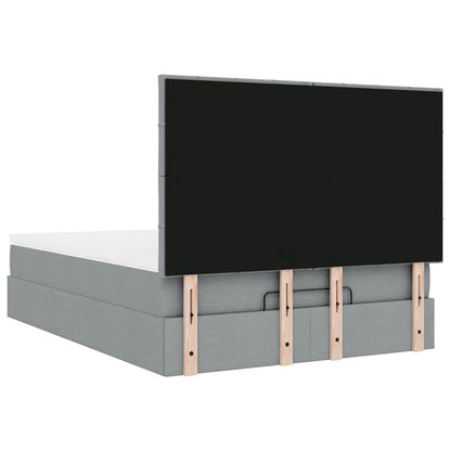 Ottoman-Bett mit Matratze Hellgrau 140x200 cm Stoff