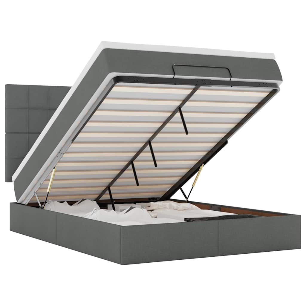 Ottoman-Bett mit Matratze Dunkelgrau 140x200 cm Stoff