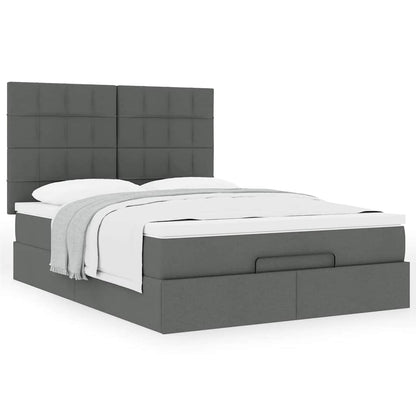 Ottoman-Bett mit Matratze Dunkelgrau 140x200 cm Stoff