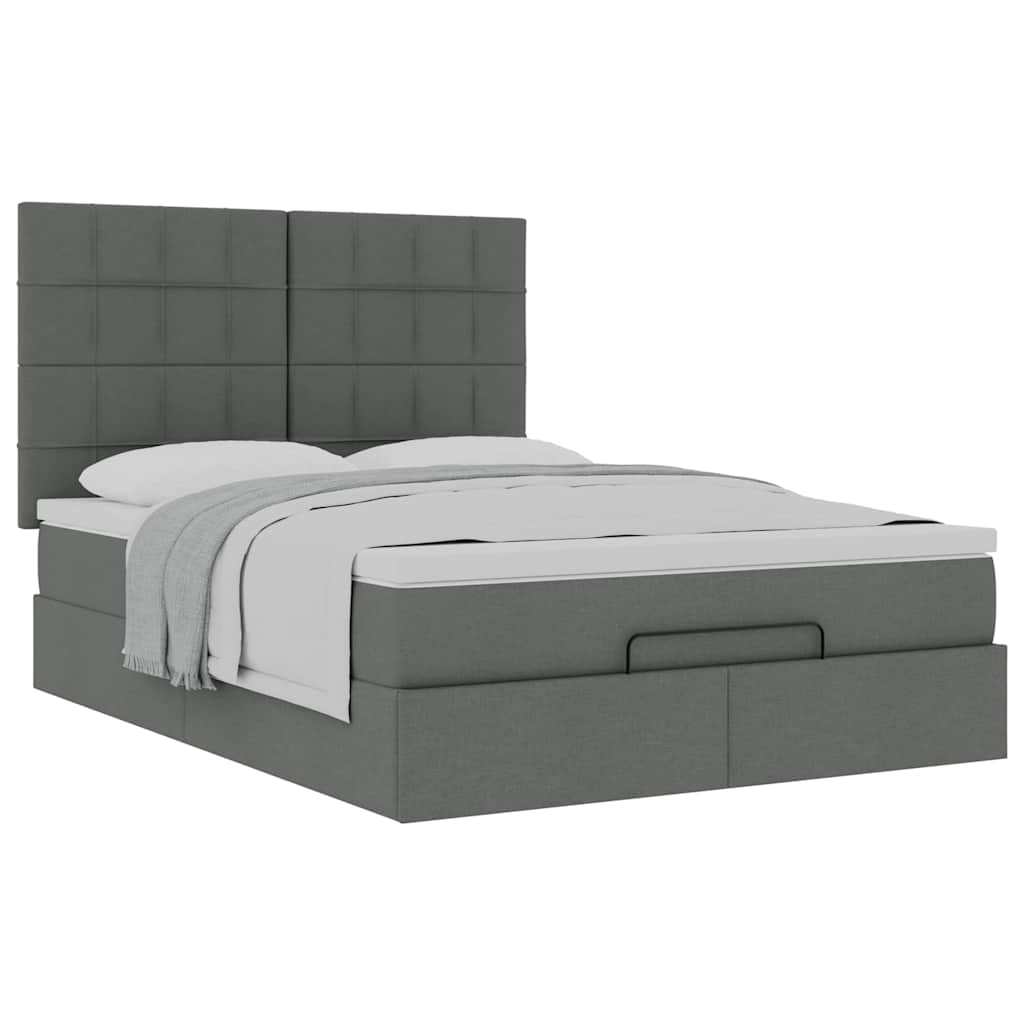 Ottoman-Bett mit Matratze Dunkelgrau 140x200 cm Stoff