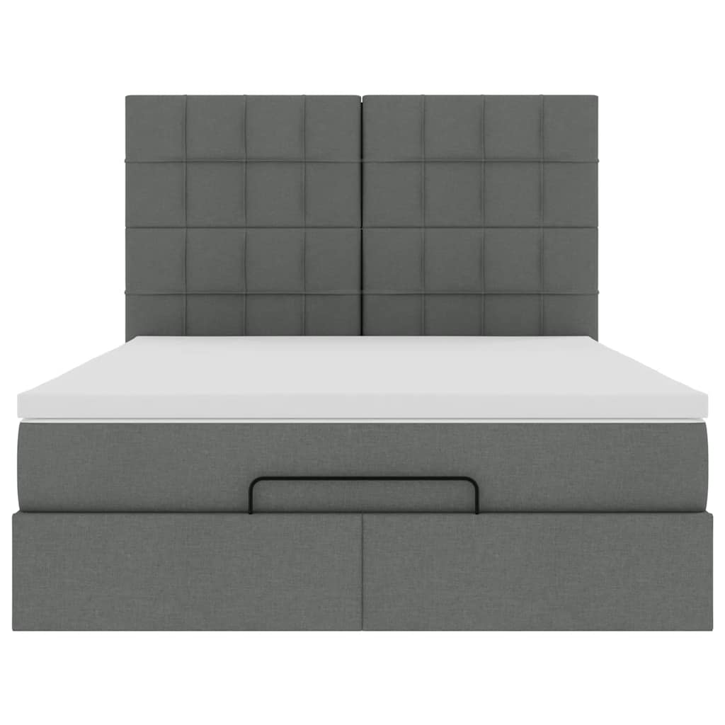 Ottoman-Bett mit Matratze Dunkelgrau 140x200 cm Stoff