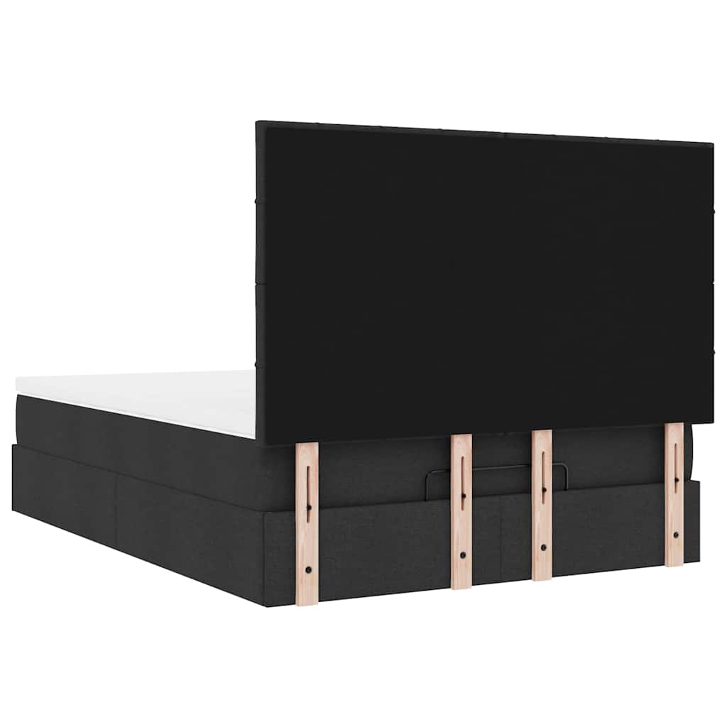 Ottoman-Bett mit Matratze Schwarz 140x200 cm Stoff