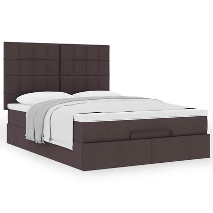 Ottoman-Bett mit Matratze Dunkelbraun 140x200 cm Stoff