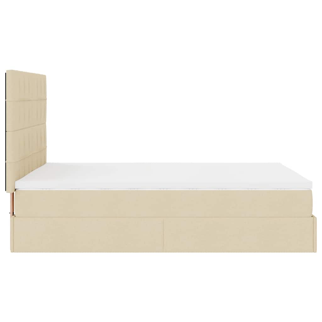 Ottoman bed with mattress cream 140x200 cm fabric