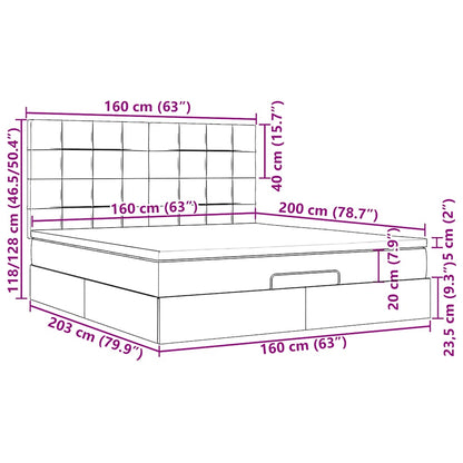 Ottoman-Bett mit Matratze Dunkelgrau 160x200 cm Stoff